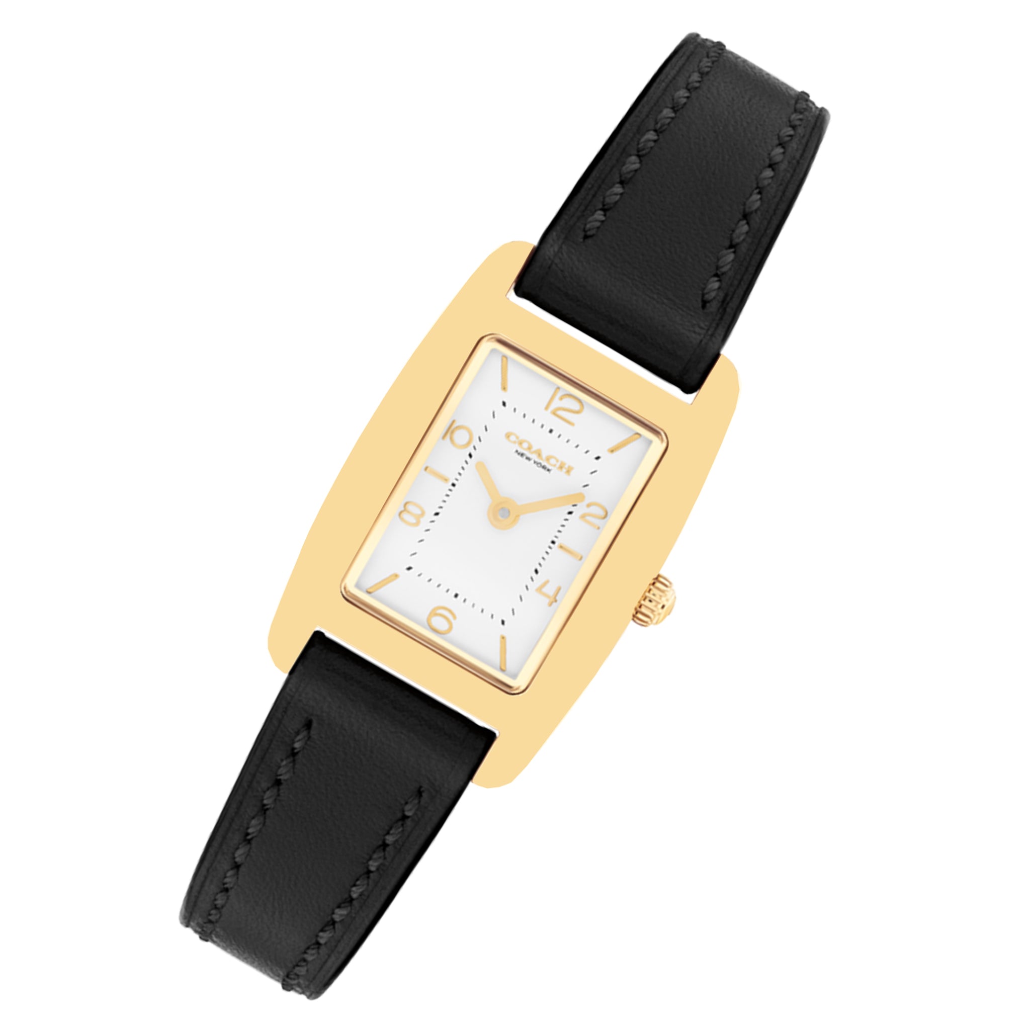 Coach Black Leather  Silver White Dial Women's Watch - 14504647