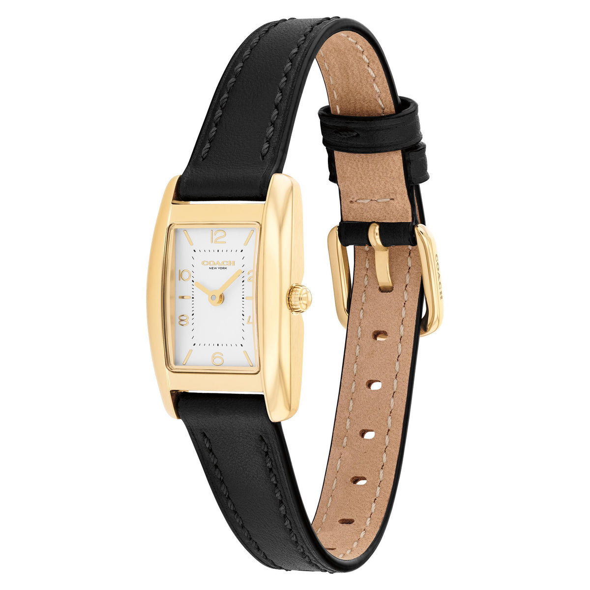 Coach Black Leather  Silver White Dial Women's Watch - 14504647
