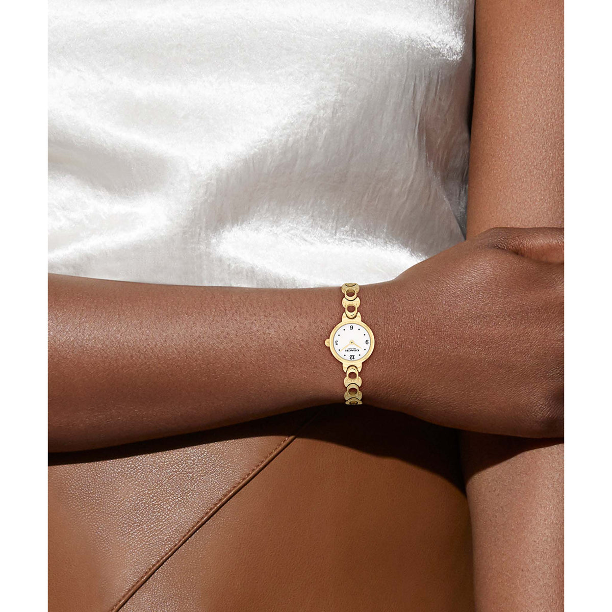 Coach Gold Steel Chalk Dial Women's Watch - 14504650