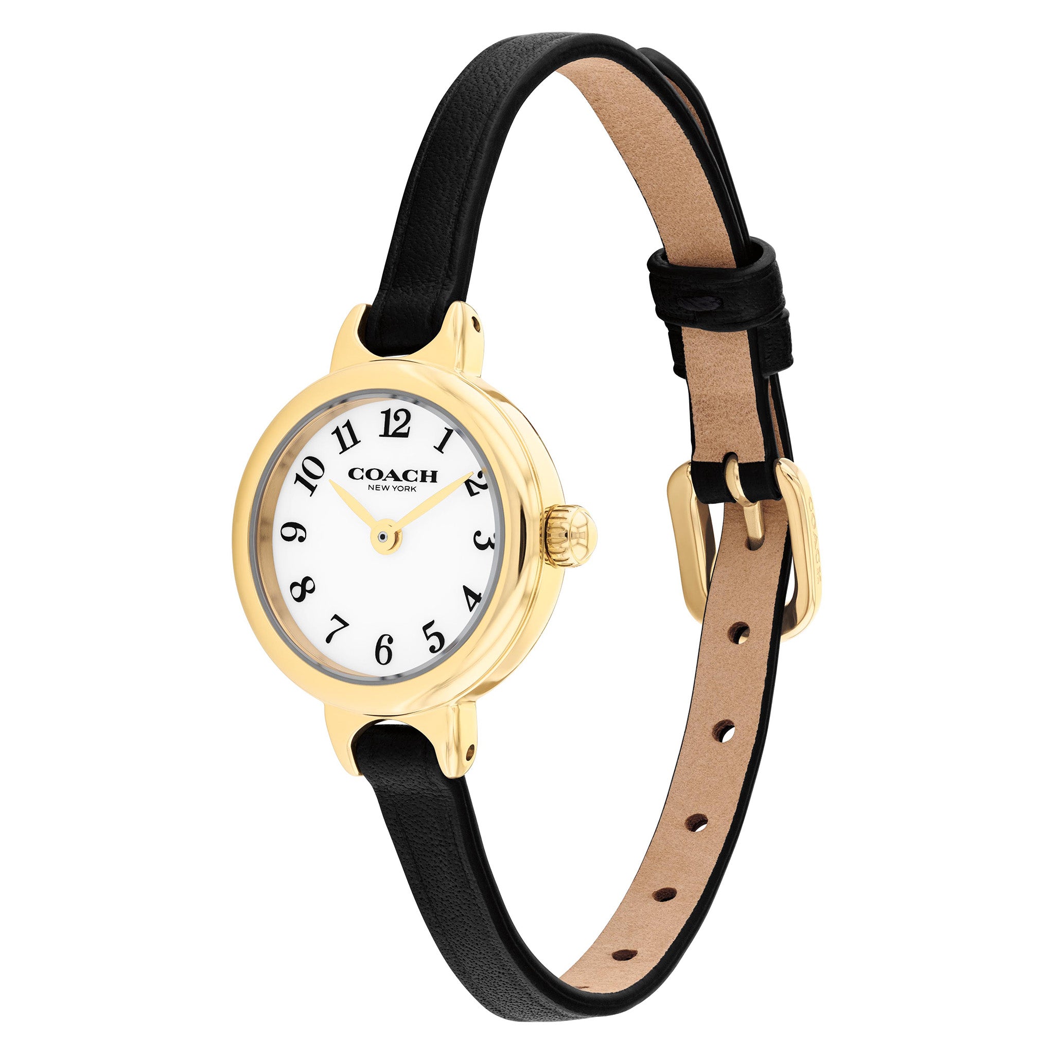Coach Black Leather White Dial Women's Watch - 14504654