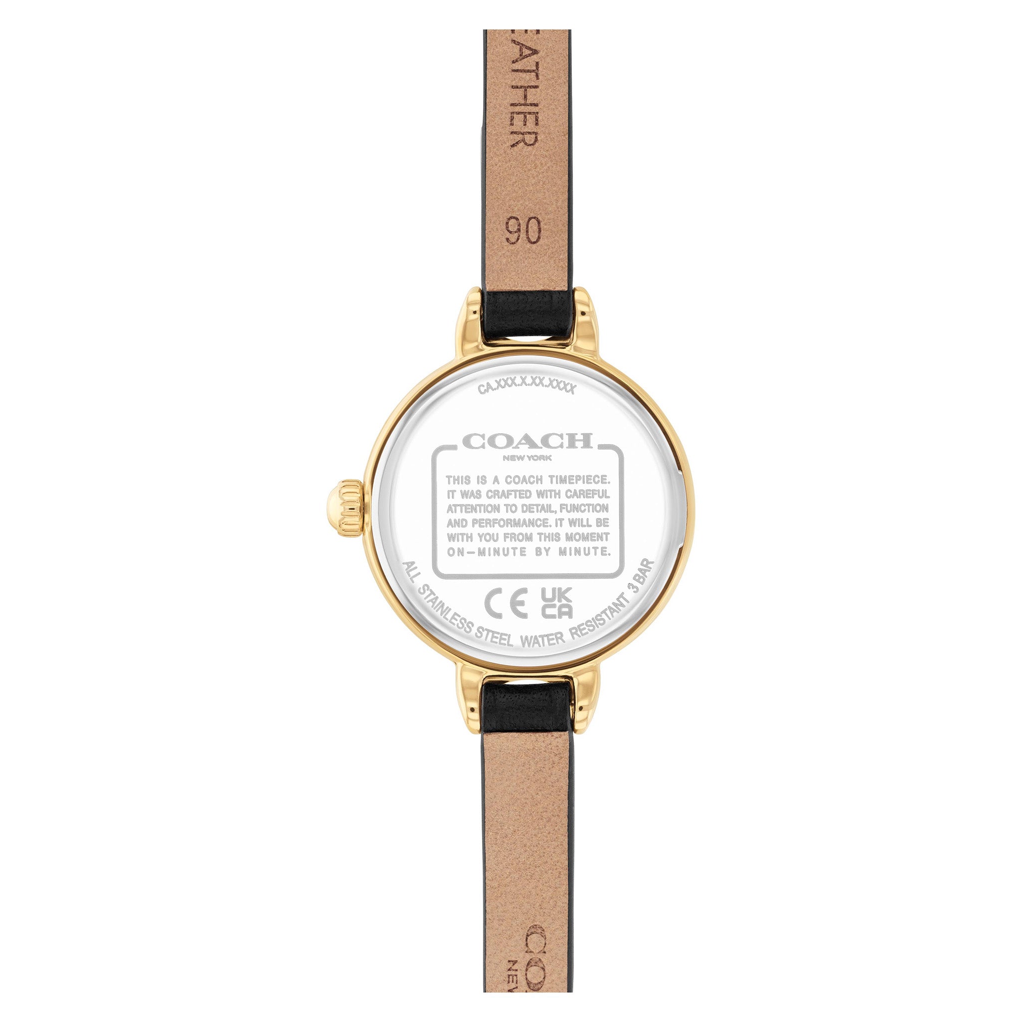 Coach Black Leather White Dial Women's Watch - 14504654