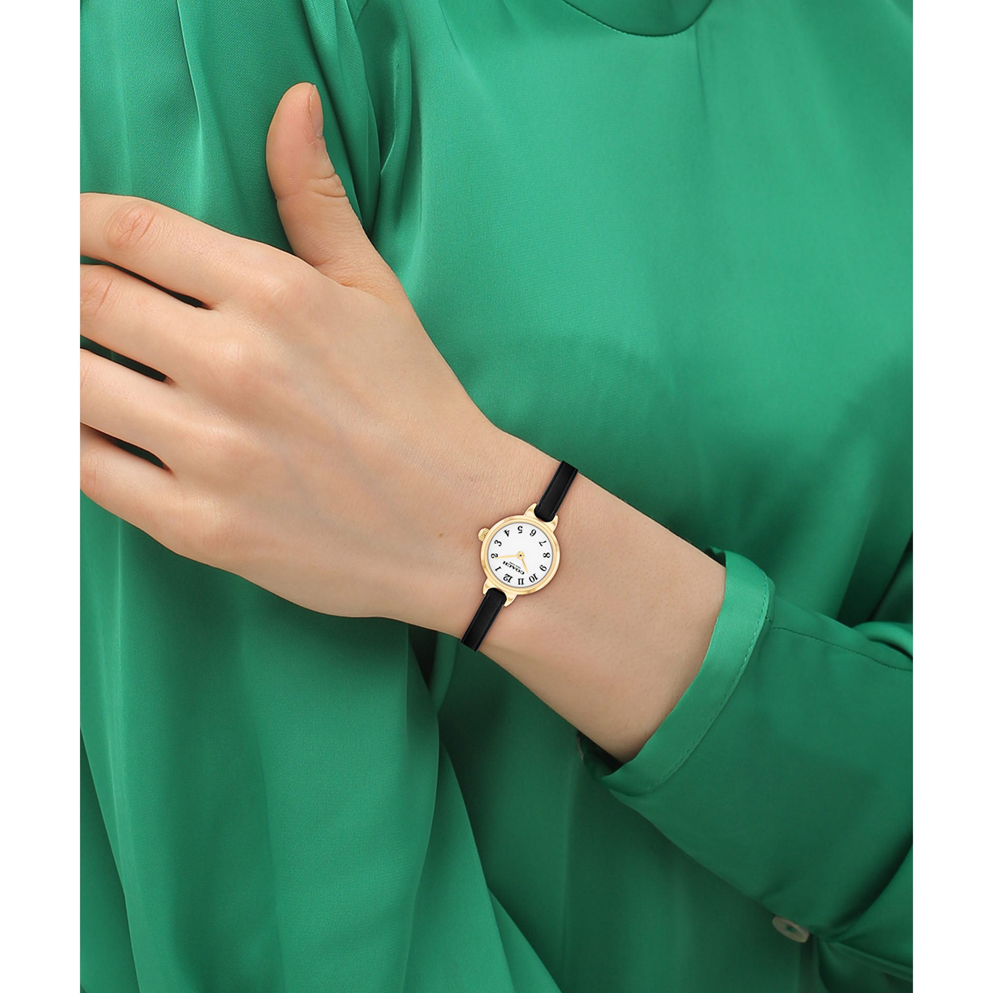 Coach Black Leather White Dial Women's Watch - 14504654