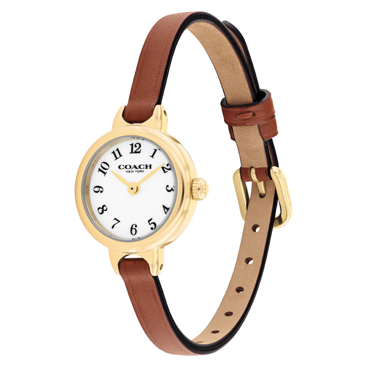 Coach Saddle Leather White Dial Women's Watch - 14504656