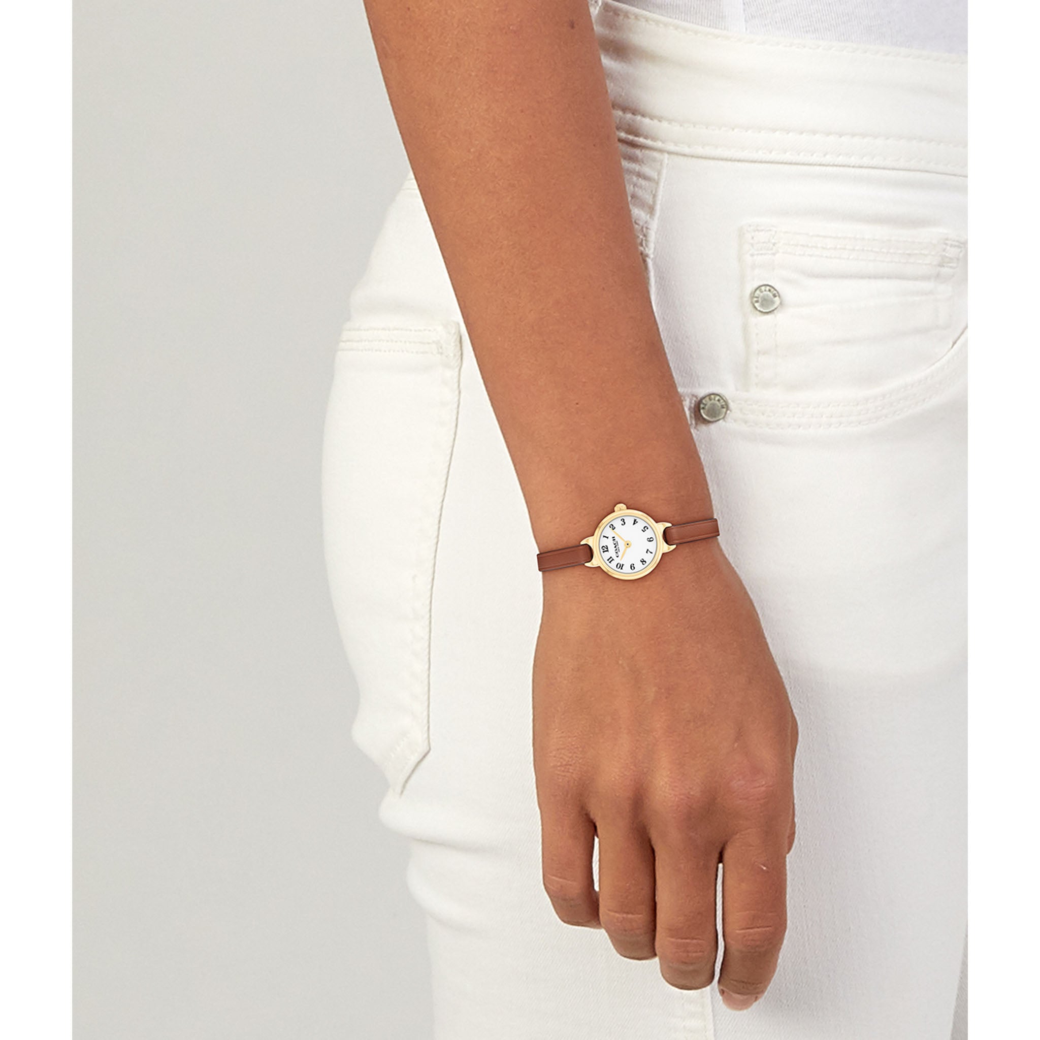 Coach Saddle Leather White Dial Women's Watch - 14504656