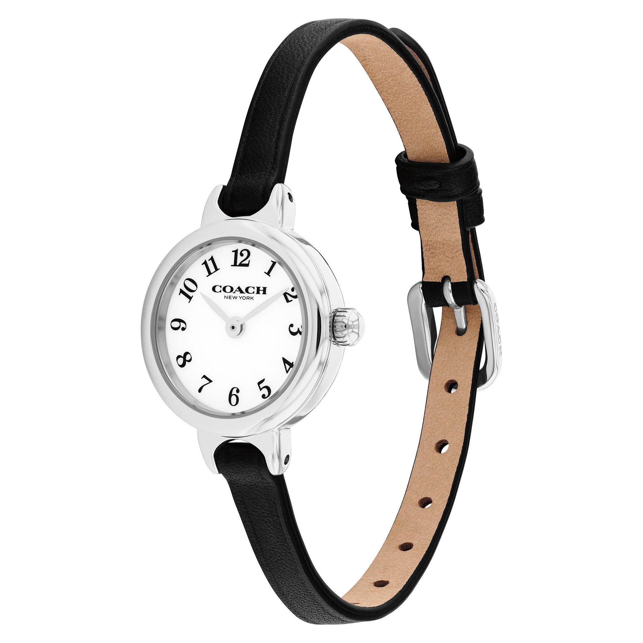 Coach Black Leather White Dial Women's Watch - 14504657