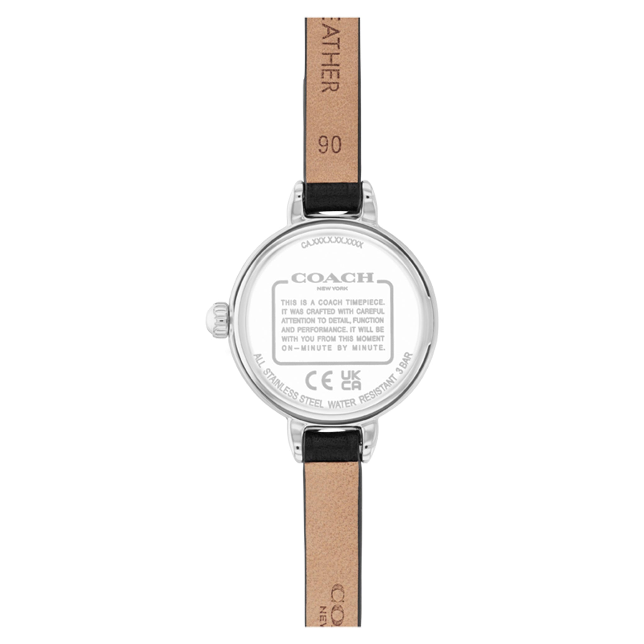 Coach Black Leather White Dial Women's Watch - 14504657