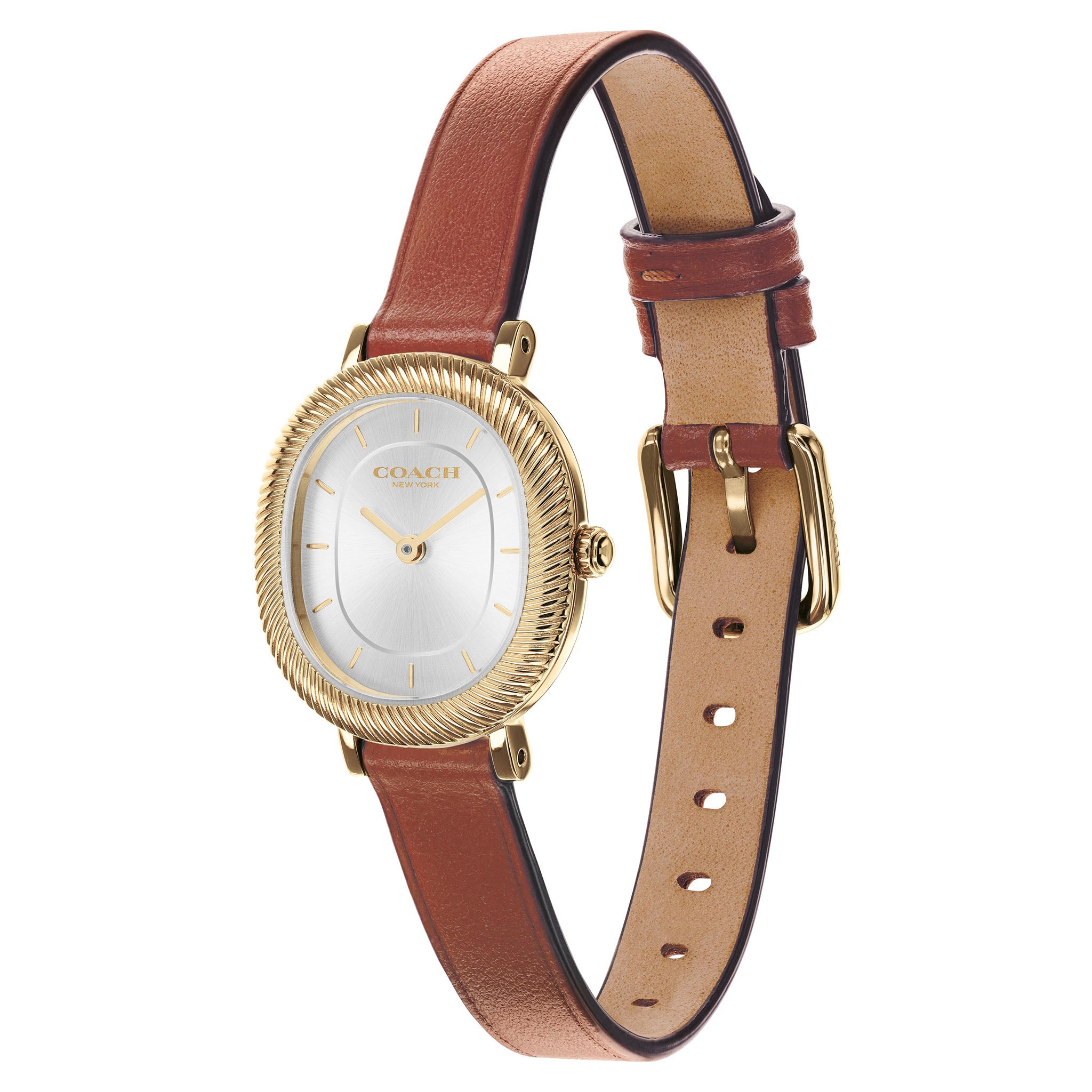 Coach Saddle Leather Silver White Dial Women's Watch - 14504725