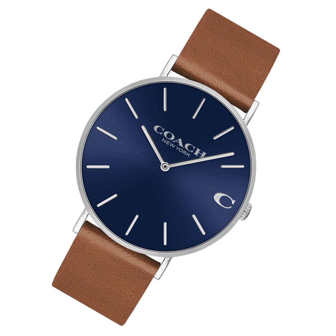 Coach Charles Brown Leather Blue Dial Men's Watch - 14602151
