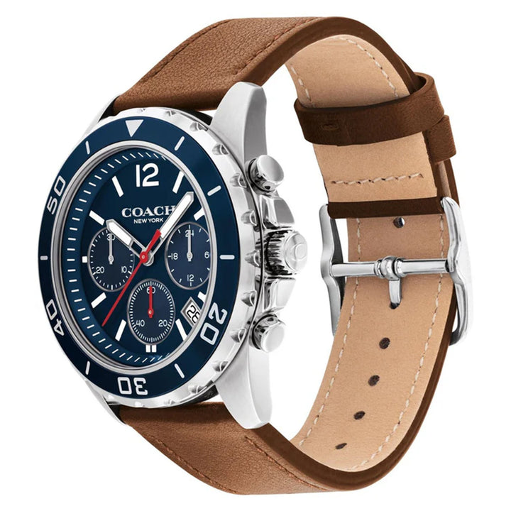 Coach Saddle Leather Navy Dial Chronograph Men's Watch - 14602560