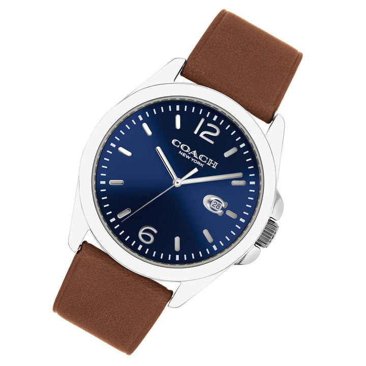 Coach Brown Leather Blue Dial Men's Watch - 14602585