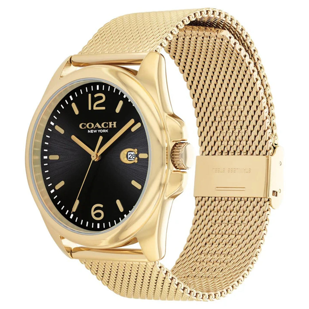 Coach Gold Steel Mesh Black Dial Men's Watch - 14602618