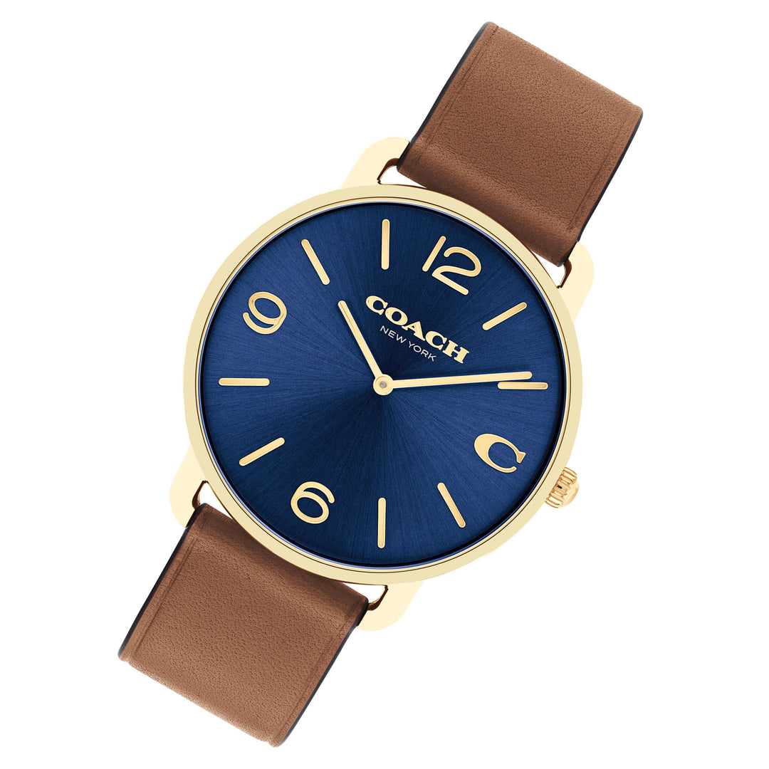 Coach Brown Leather Dark Blue Dial Men's Watch - 14602644