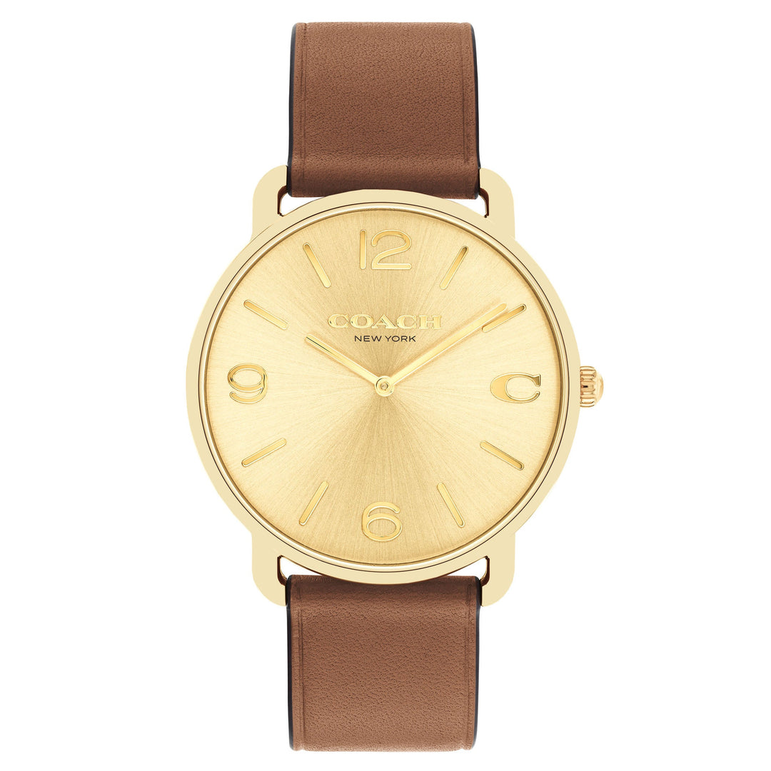 Coach Saddle Leather Gold Dial Men's Watch - 14602646