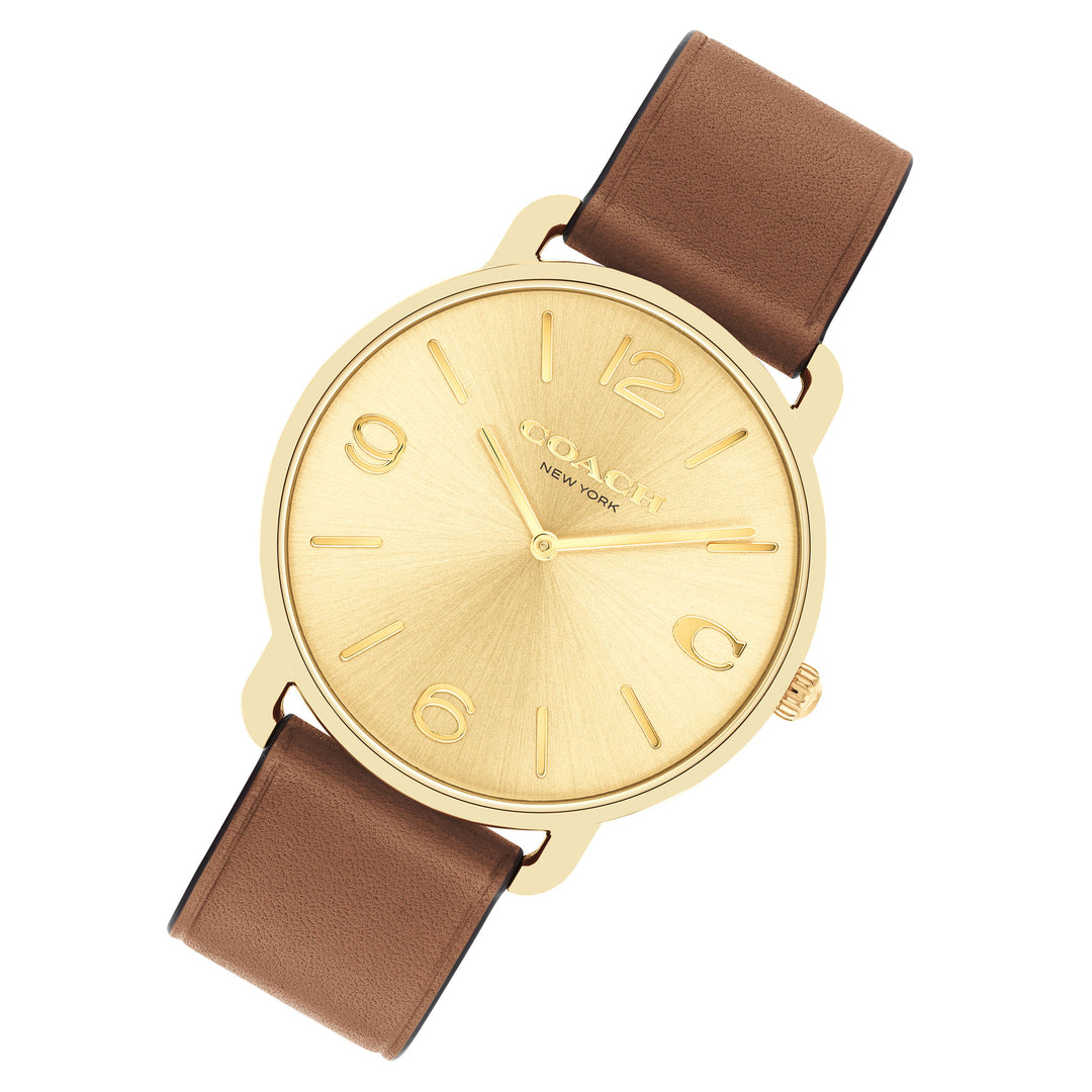 Coach Saddle Leather Gold Dial Men's Watch - 14602646