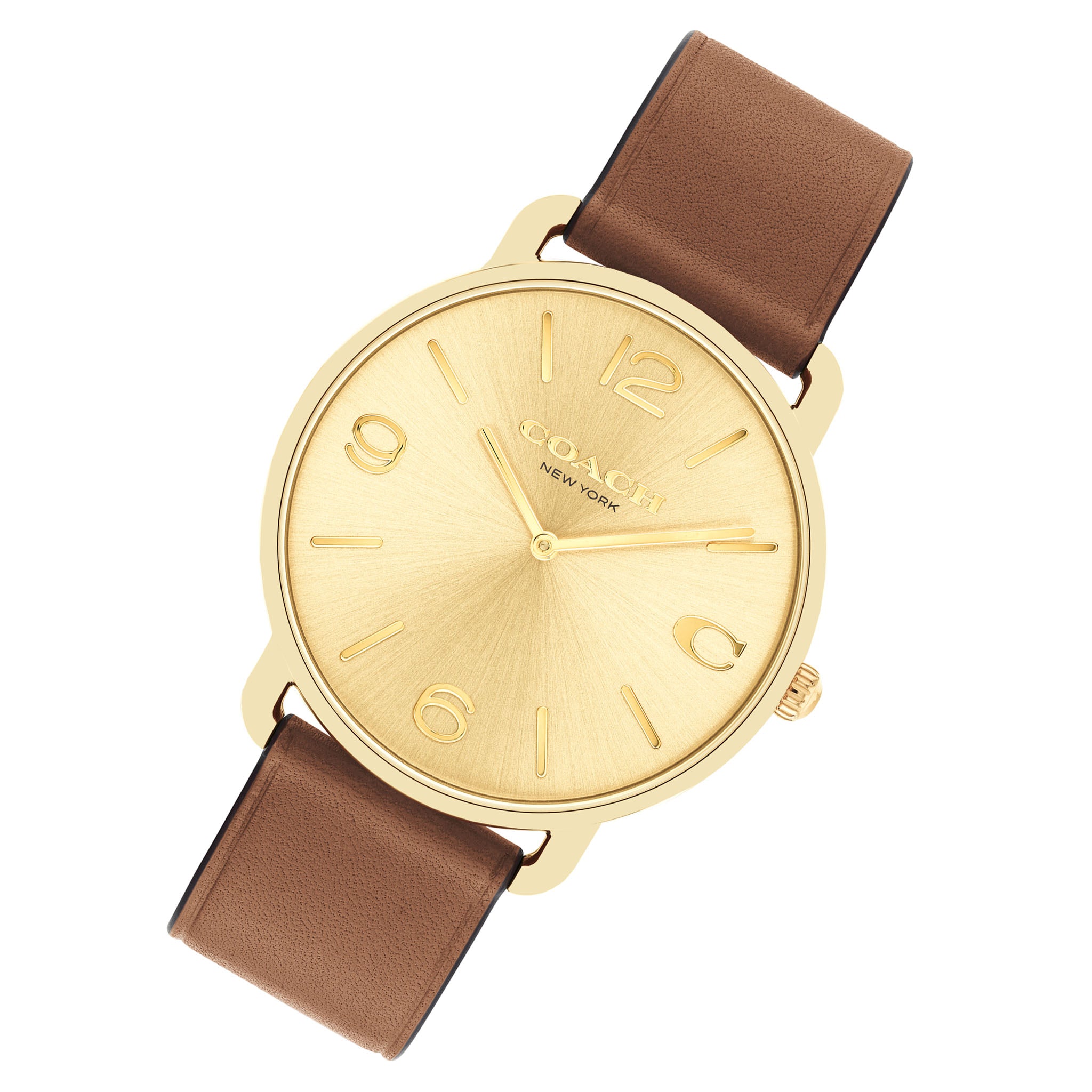 Coach Saddle Leather Gold Dial Men's Watch - 14602646