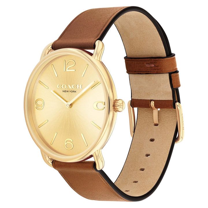 Coach Saddle Leather Gold Dial Men's Watch - 14602646