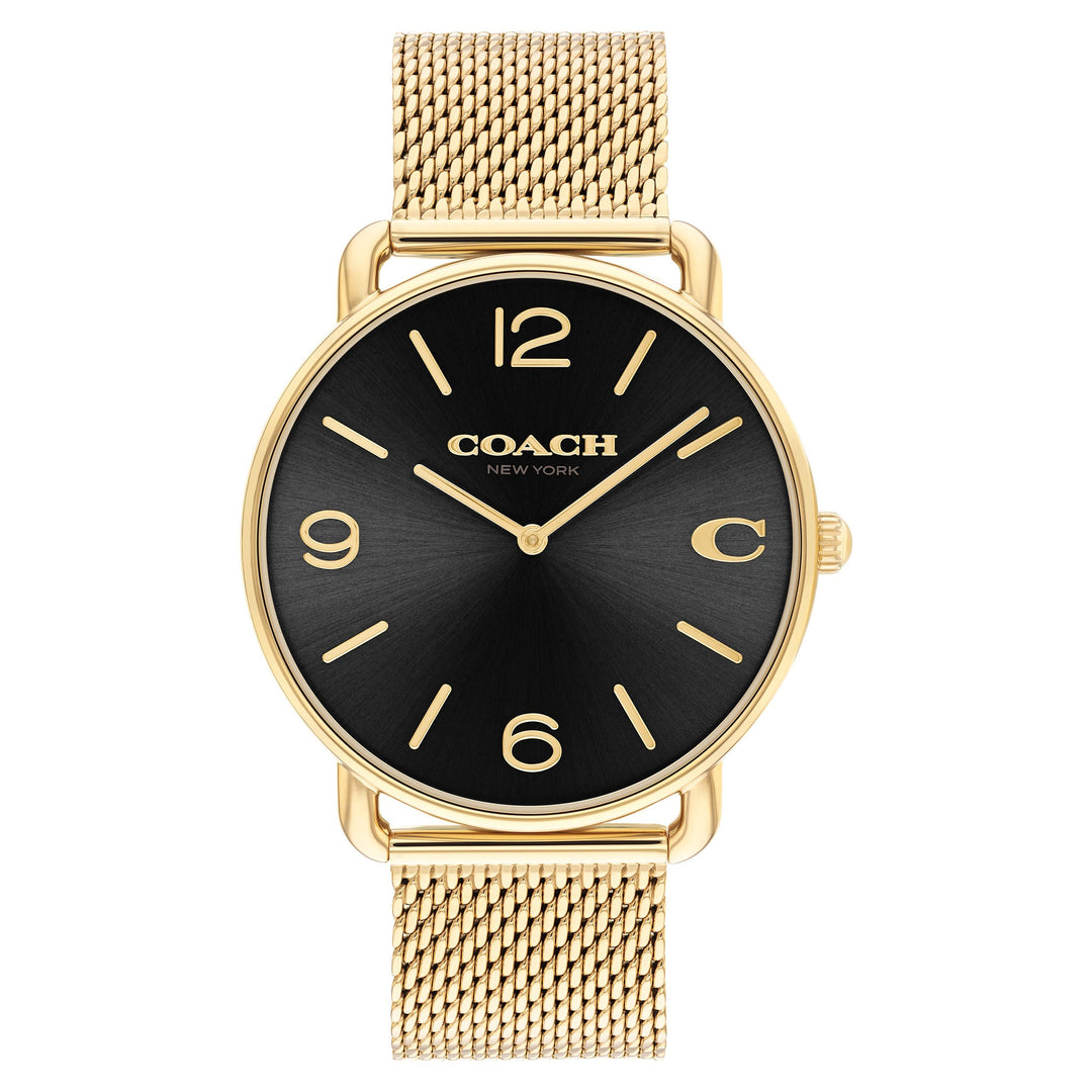 Coach Elliot Ionic Plated Thin Gold Steel Black Dial Basic Men's - 14602654