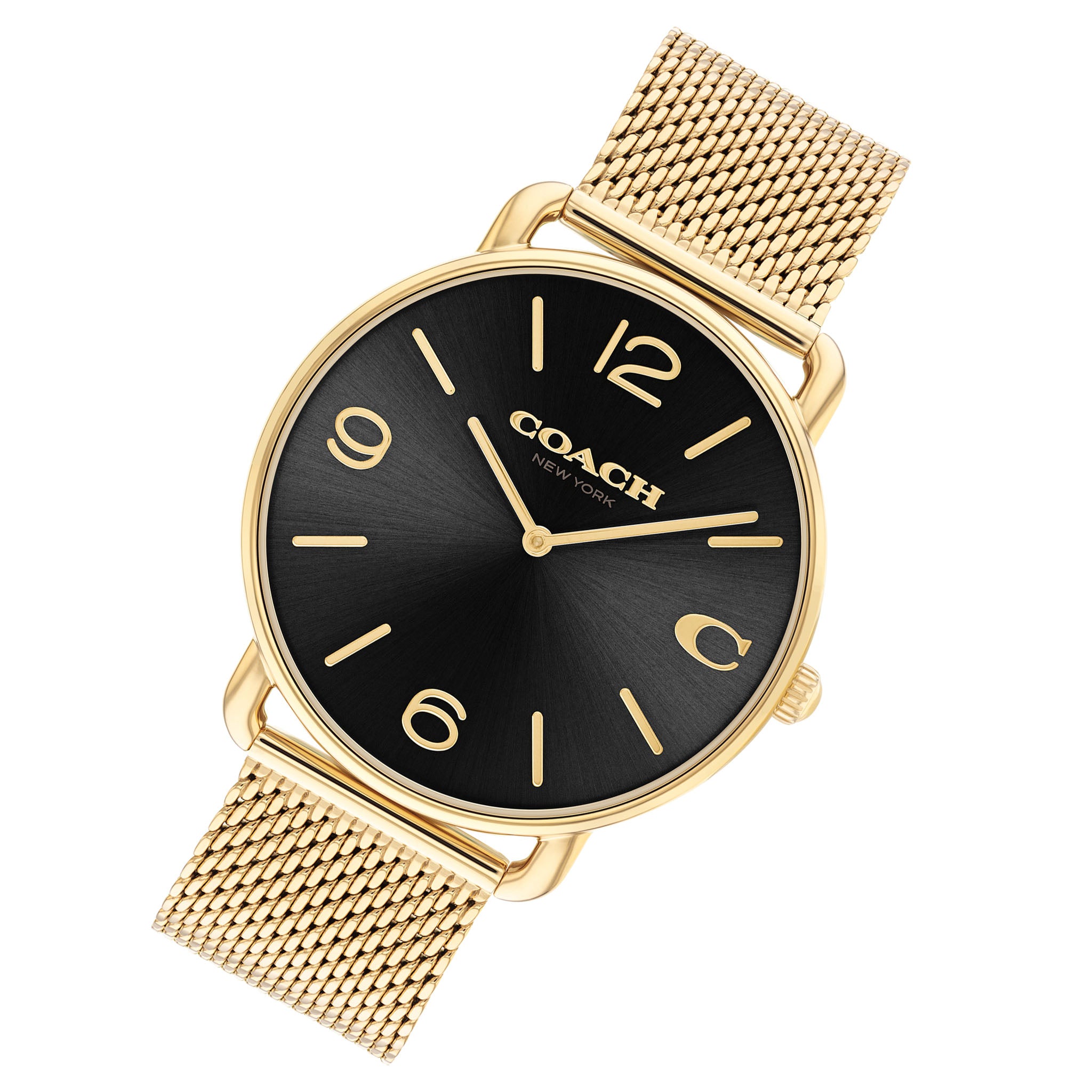 Coach Gold Steel Mesh Black Dial Men's Watch - 14602654
