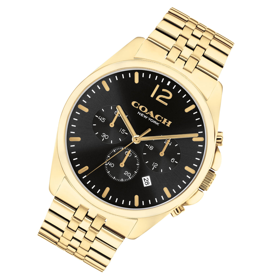 Coach Gold Steel Black Dial Fashion Chronograph Men's Watch - 14602657