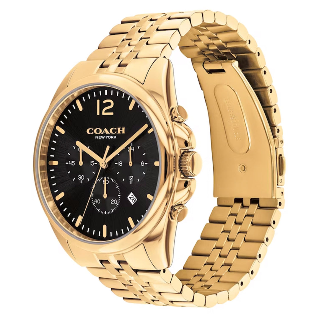 Coach Gold Steel Black Dial Fashion Chronograph Men's Watch - 14602657