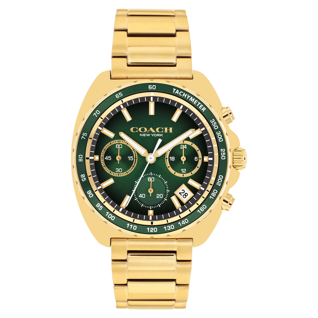 Coach Gold Steel Green Dial Chronograph Men's Watch - 14602738
