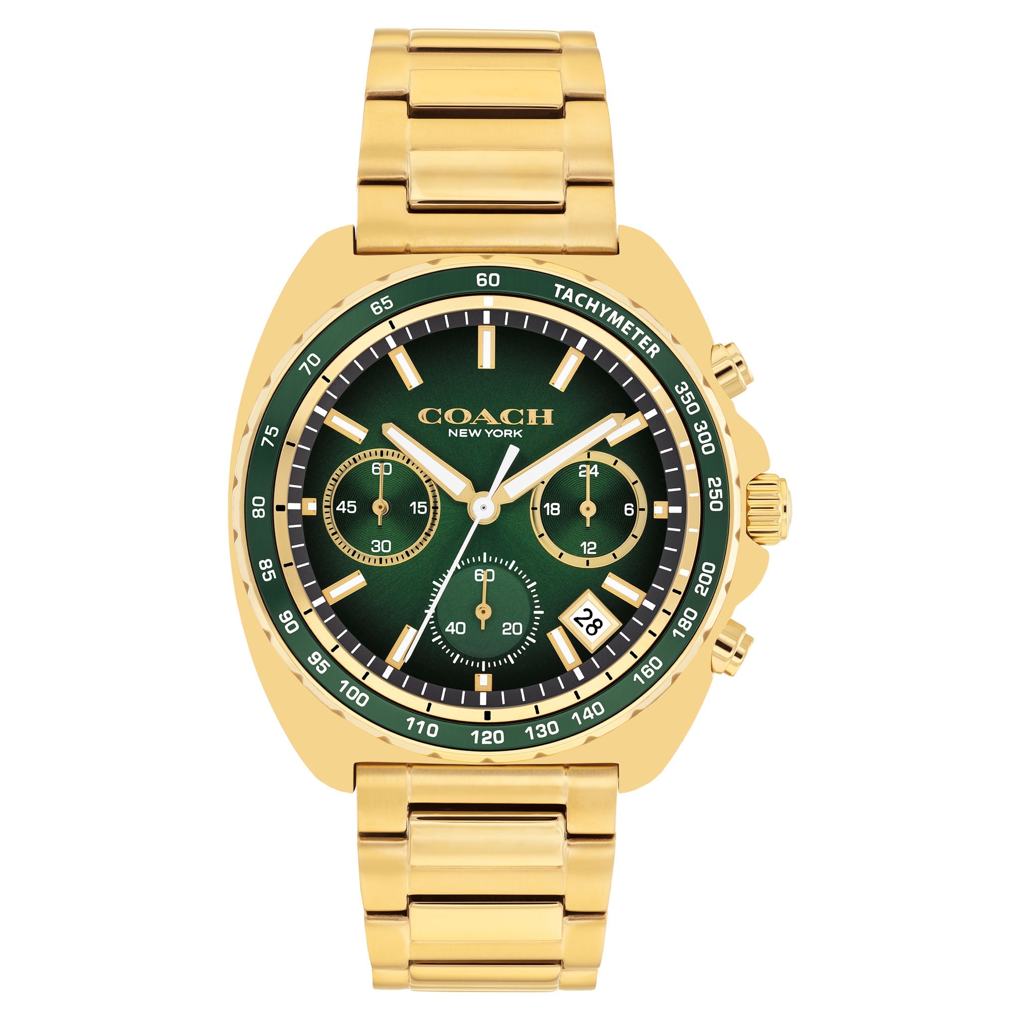 Coach Gold Steel Green Dial Chronograph Men's Watch - 14602738