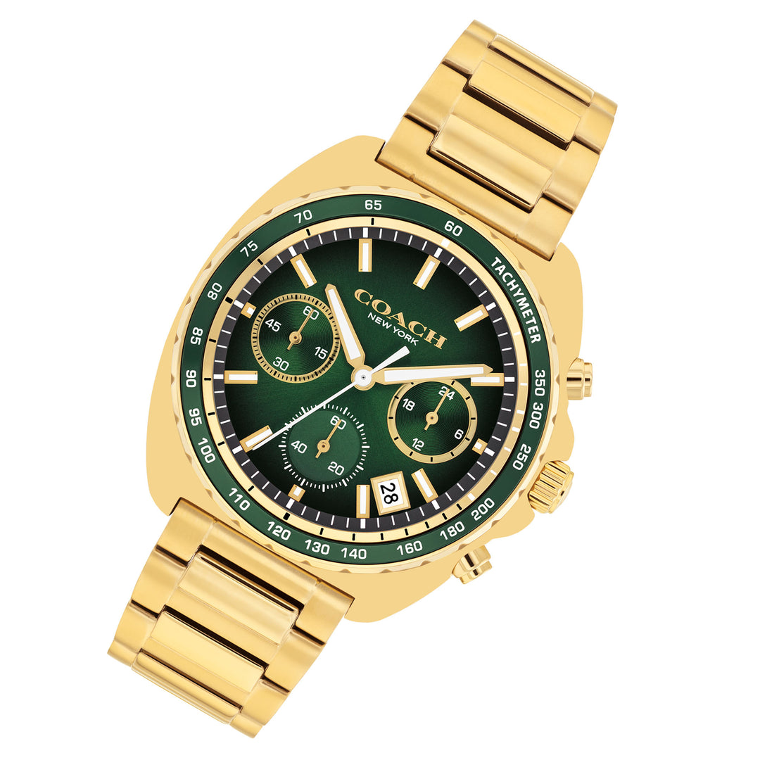 Coach Gold Steel Green Dial Chronograph Men's Watch - 14602738