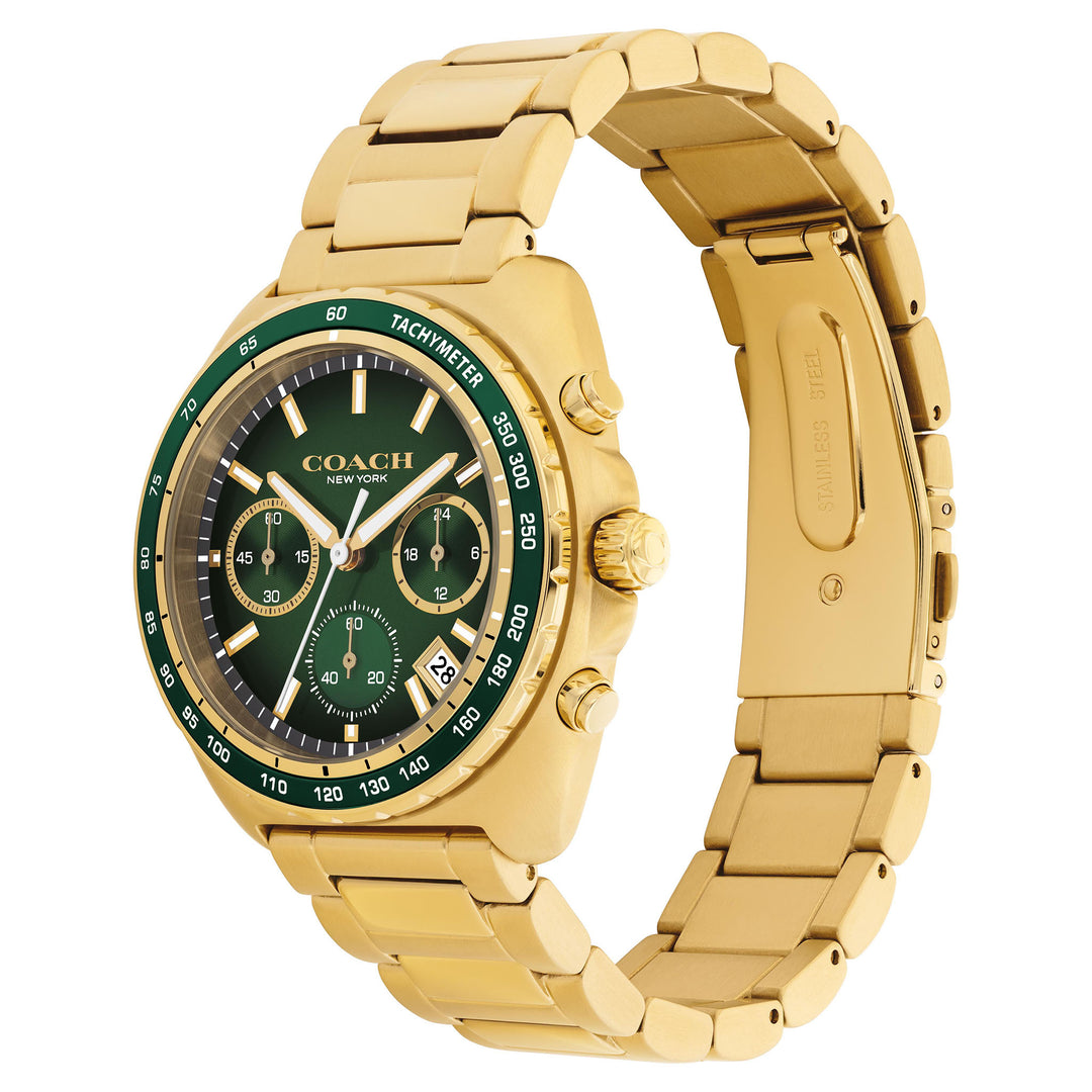 Coach Gold Steel Green Dial Chronograph Men's Watch - 14602738