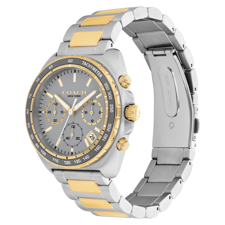 Coach Two-Tone Steel Grey Dial Chronograph Men's Watch - 14602740