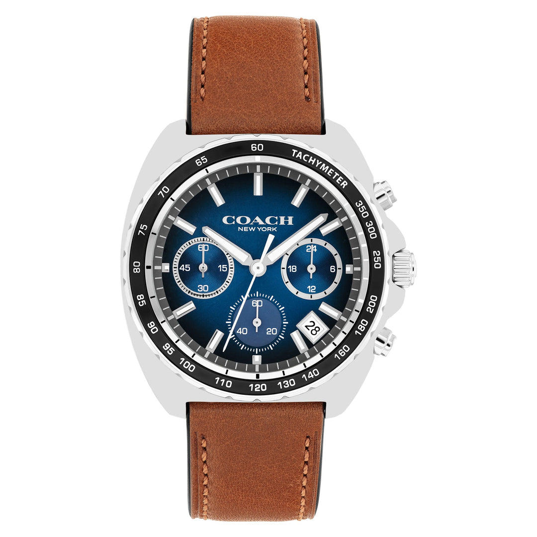 Coach Saddle Leather Blue Dial Chronograph Men's Watch - 14602741