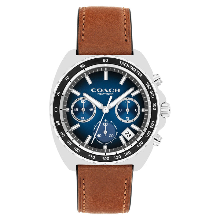 Coach Saddle Leather Blue Dial Chronograph Men's Watch - 14602741