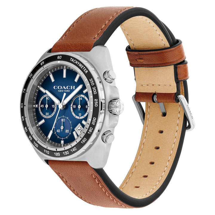 Coach Saddle Leather Blue Dial Chronograph Men's Watch - 14602741