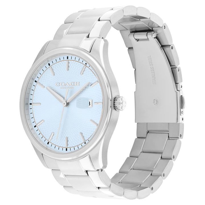Coach Stainless Steel Light Blue Dial Men's Watch - 14602751