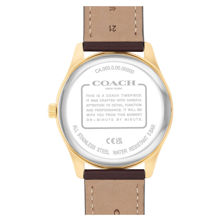 Coach Brown Leather Silver White Dial Men's Watch - 14602756