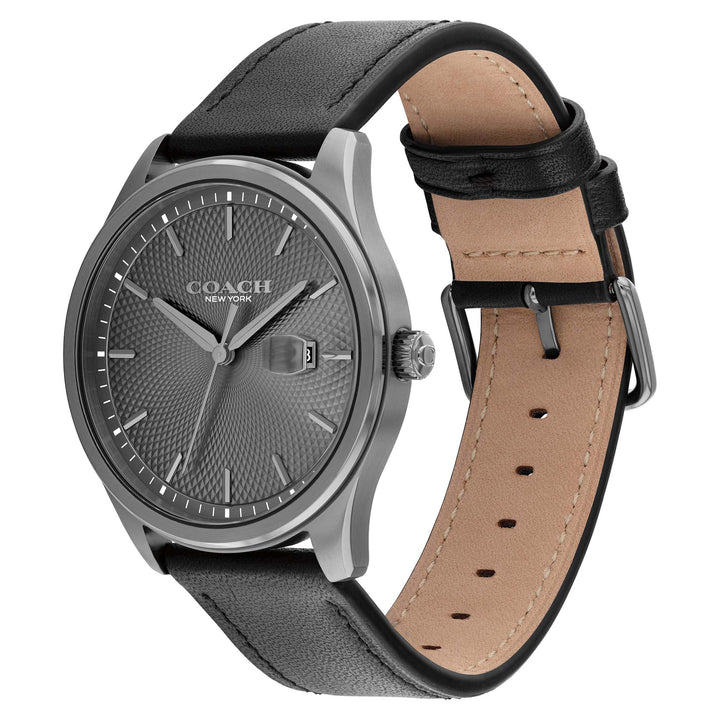 Coach Black Leather Grey Dial Men's Watch - 14602758
