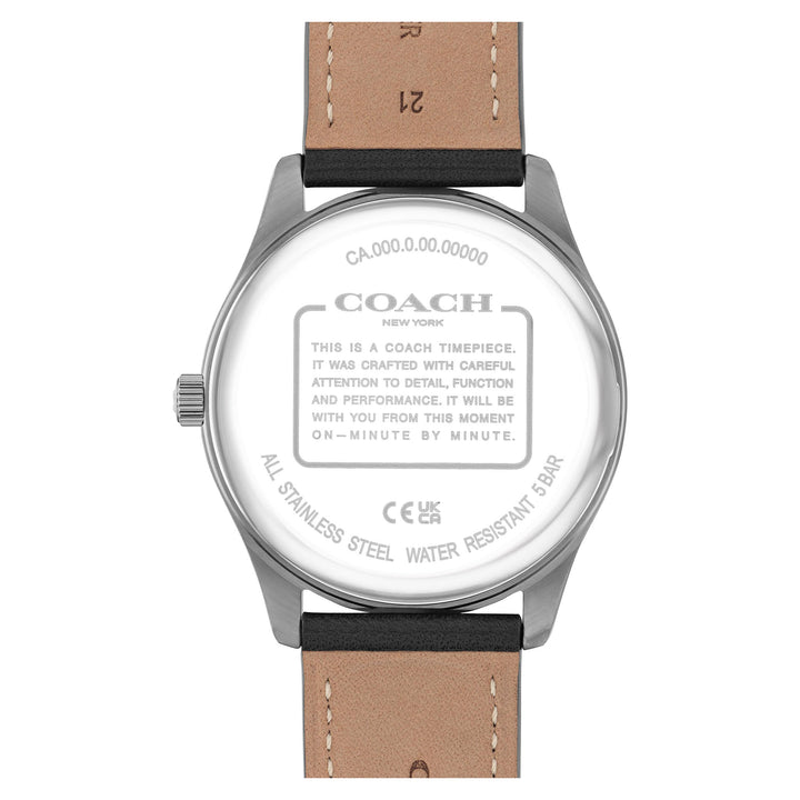 Coach Black Leather Grey Dial Men's Watch - 14602758