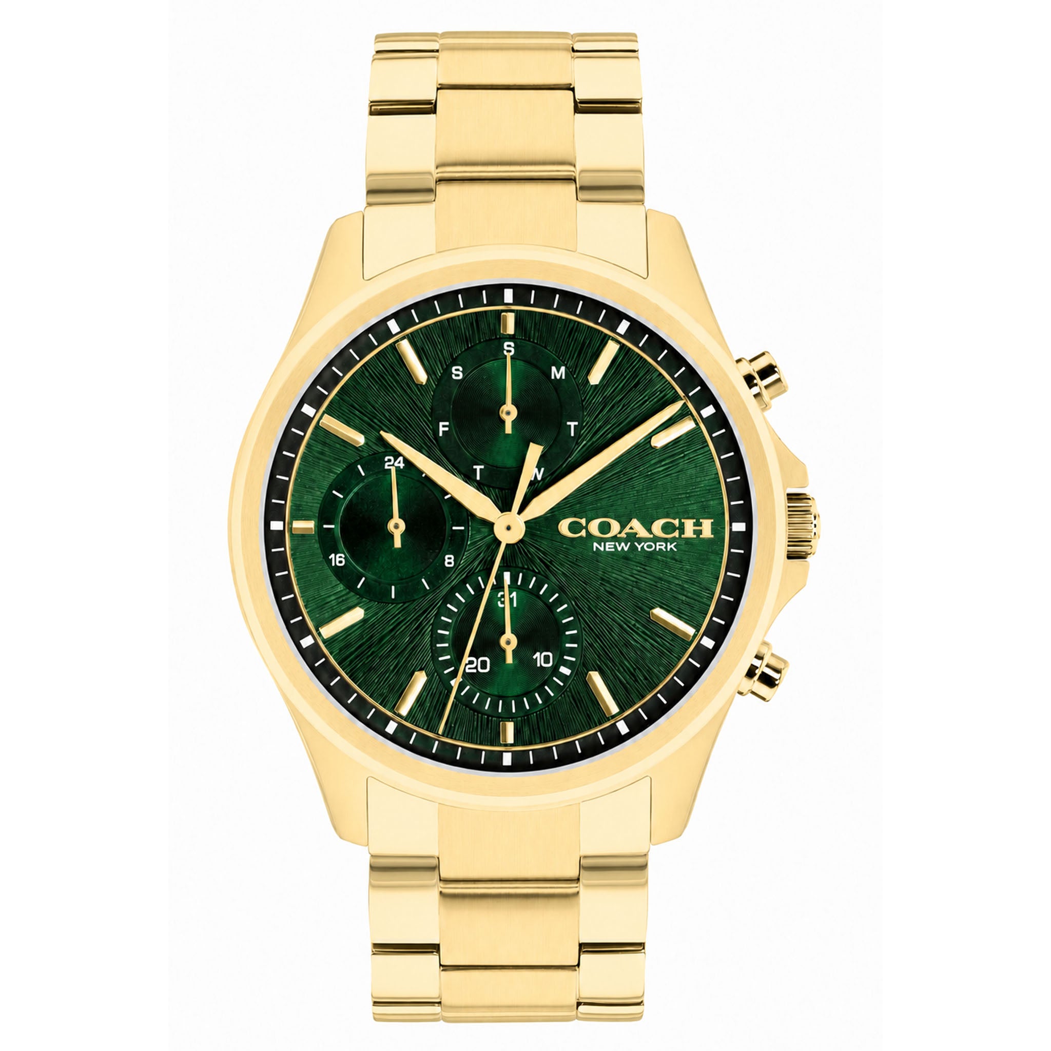 Coach Gold Steel Green Dial Multi-function Men's Watch - 14602779