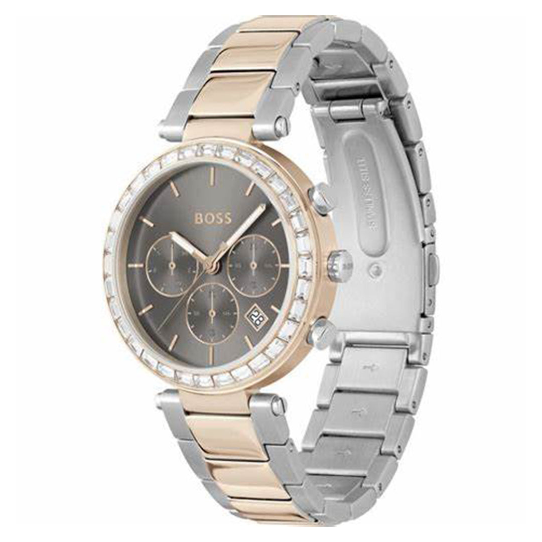 Hugo Boss Two-Tone Steel Grey Dial Multi-function Women's Watch - 1502690