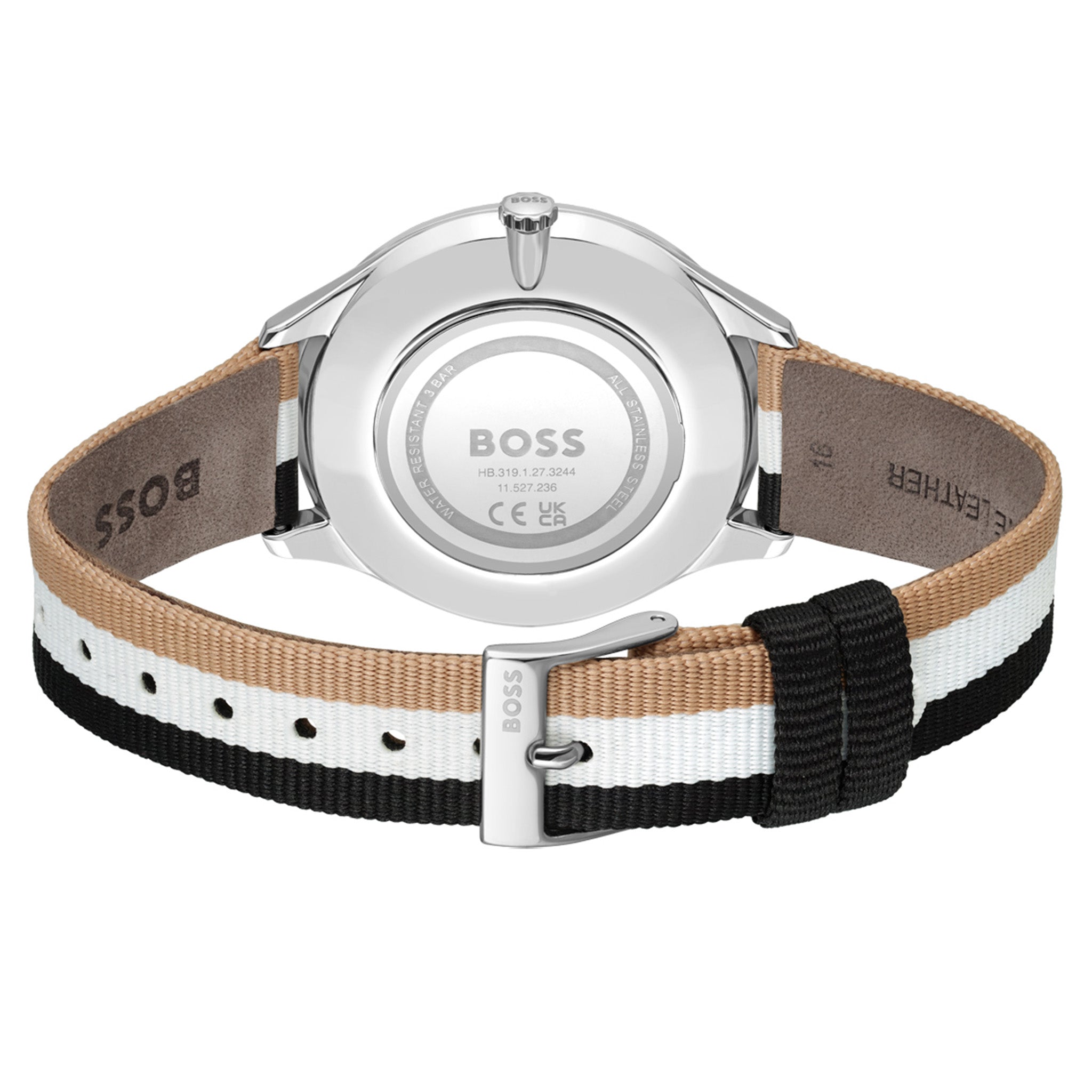 Hugo Boss Multicolour Nylon Silver White Dial Slim Women's Watch - 1502694