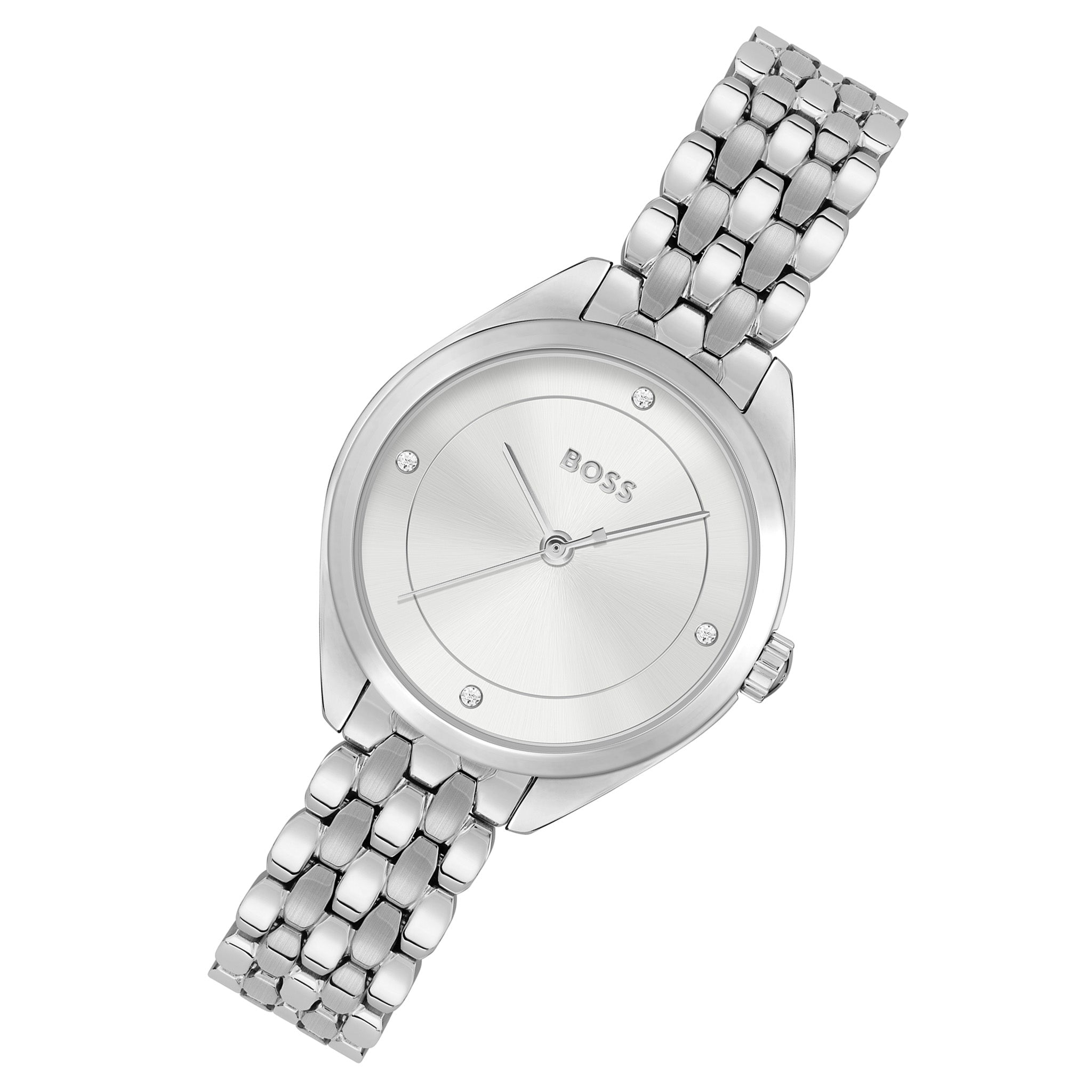 BOSS by Hugo Boss Stainless Steel Silver White Dial Slim Women's Watch - 1502722