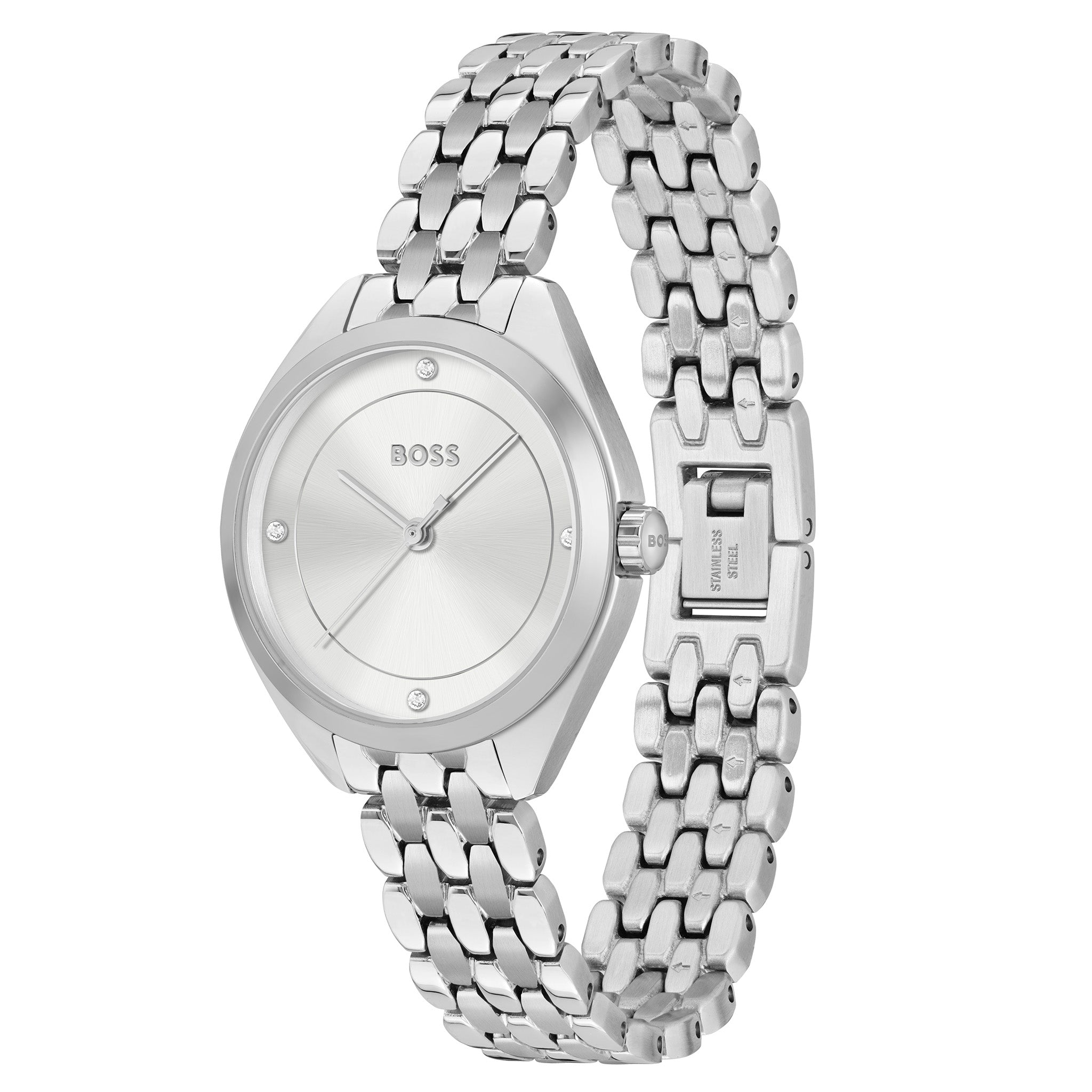 BOSS by Hugo Boss Stainless Steel Silver White Dial Slim Women's Watch - 1502722