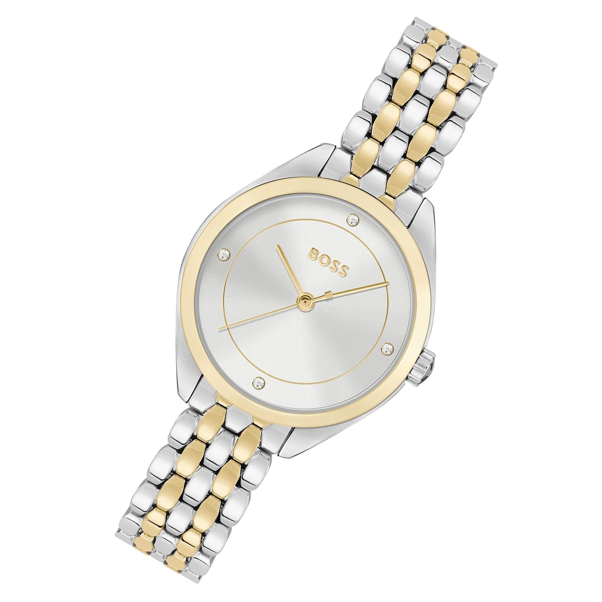 Hugo Boss Two-Tone Steel Silver White Dial Slim Women's Watch - 1502724