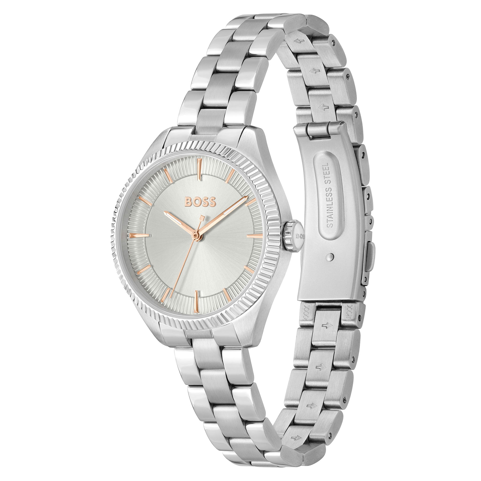 BOSS by Hugo Boss Stainless Steel Silver White Dial Women's Watch - 1502726