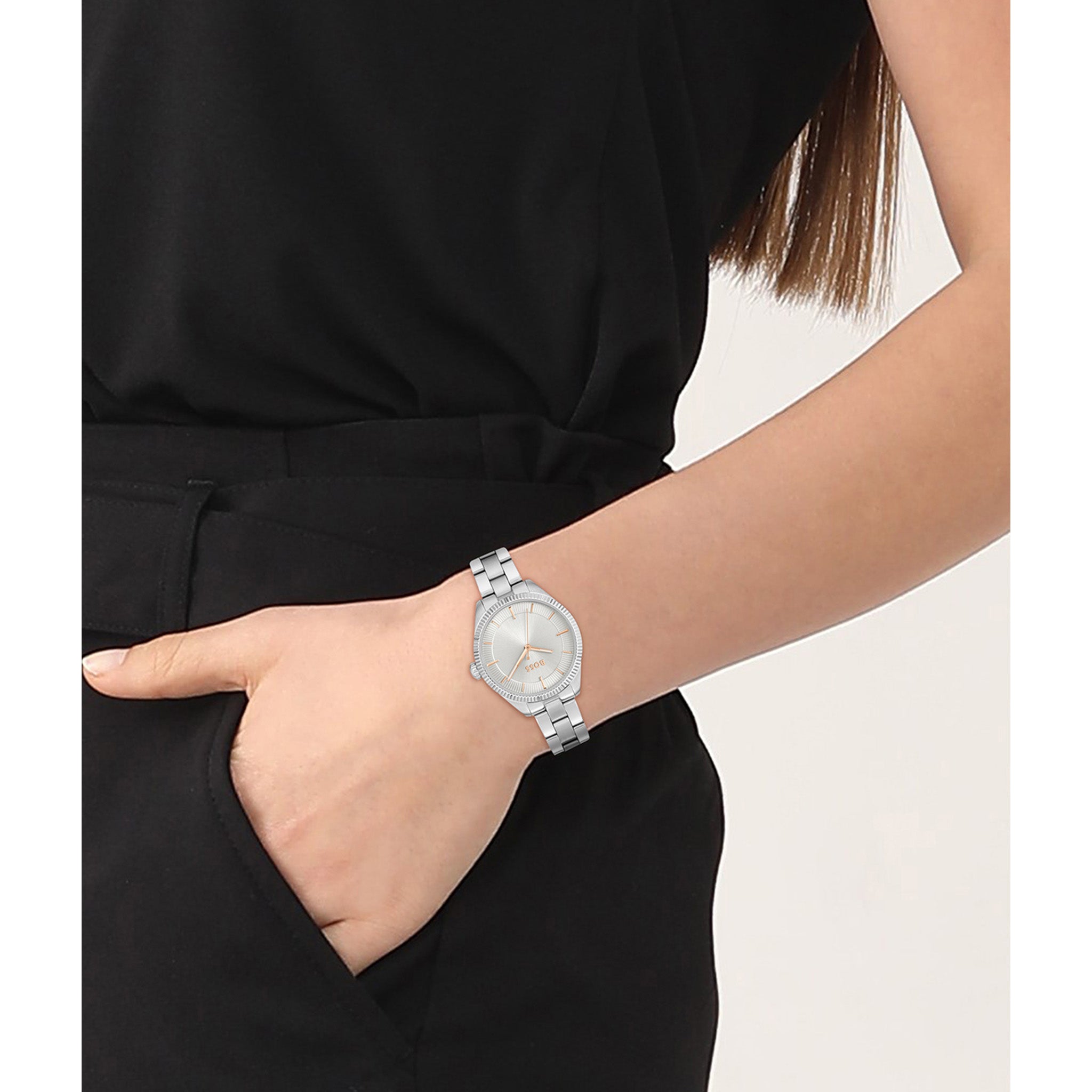 BOSS by Hugo Boss Stainless Steel Silver White Dial Women's Watch - 1502726
