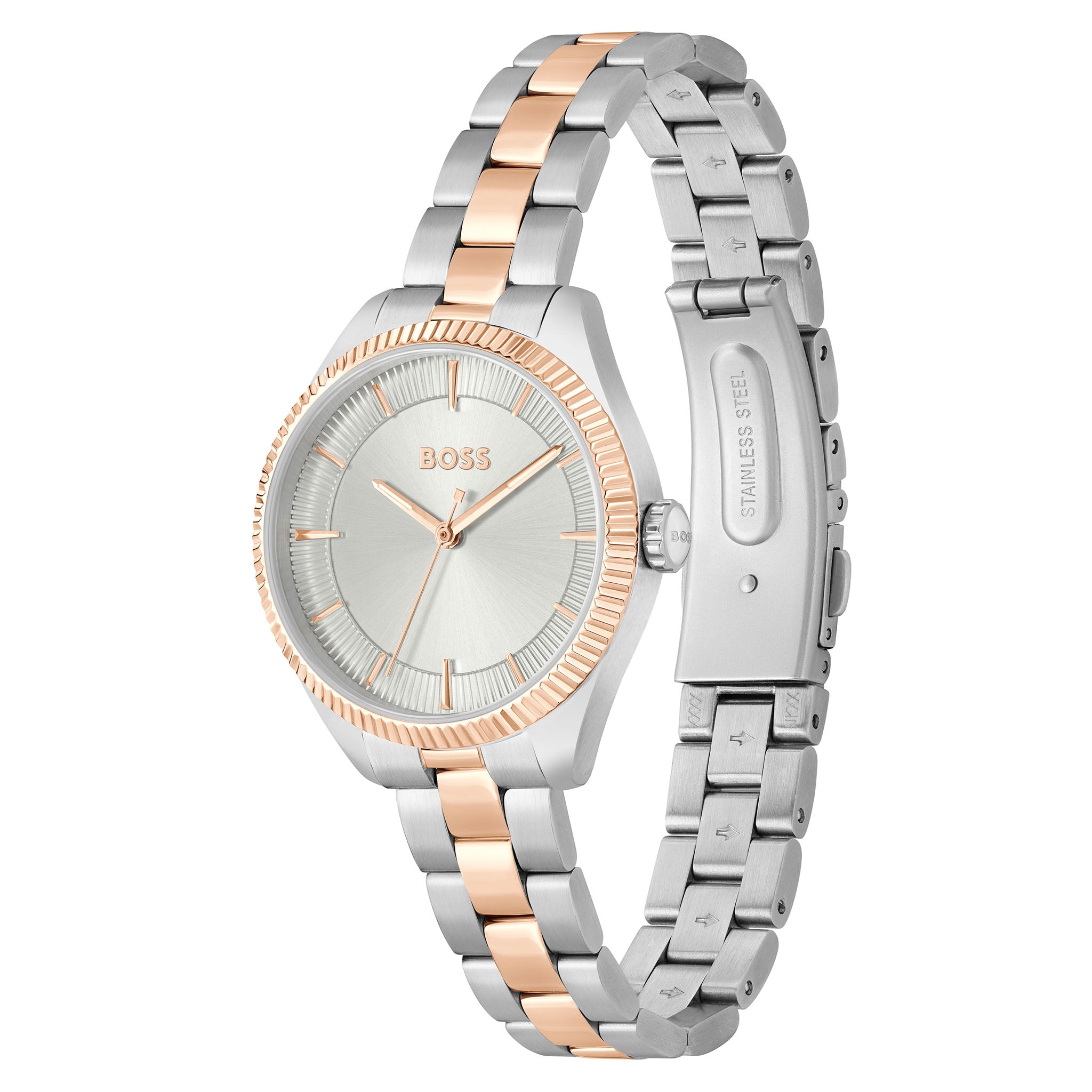 BOSS by Hugo Boss Two-Tone Steel Silver White Dial Women's Watch - 1502727