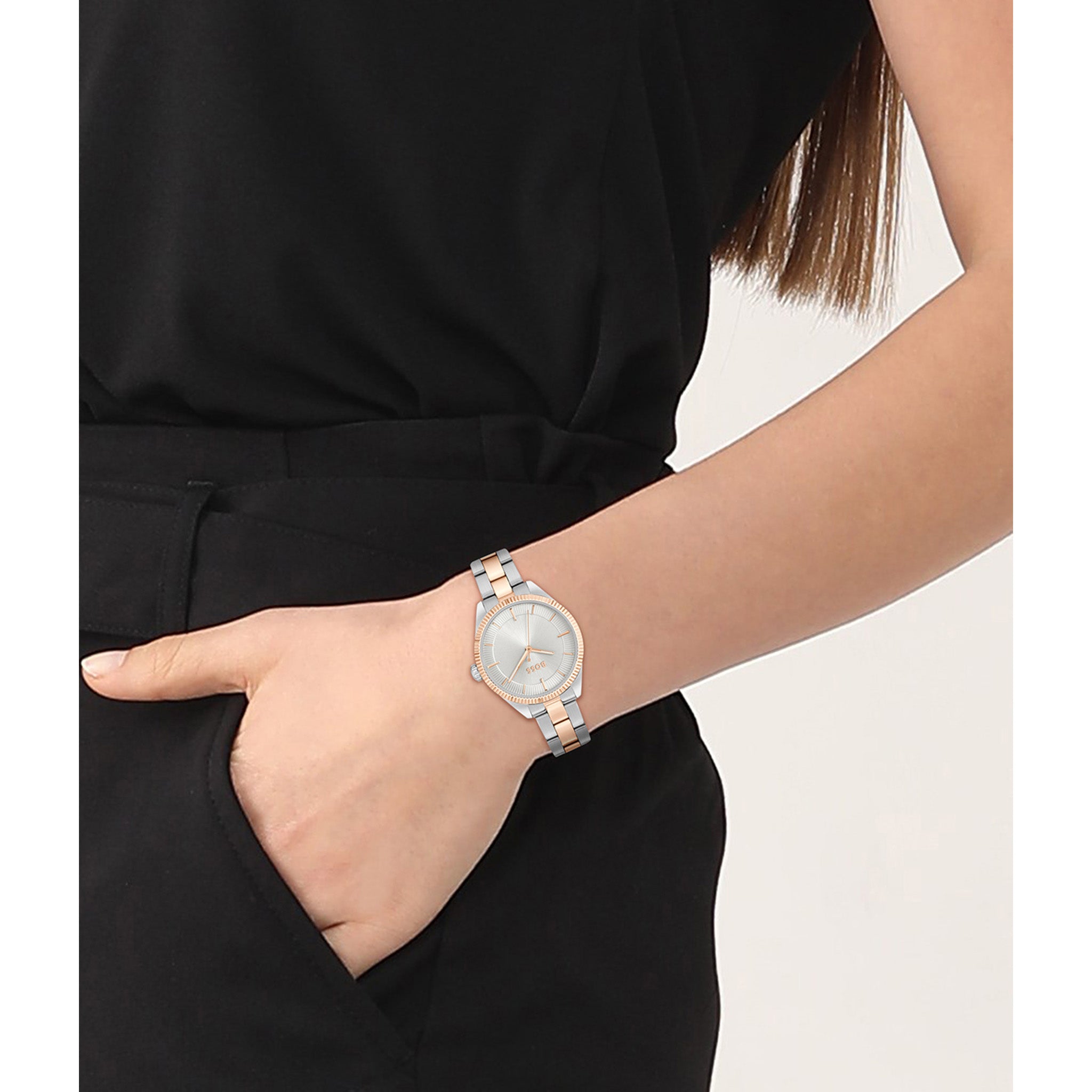 BOSS by Hugo Boss Two-Tone Steel Silver White Dial Women's Watch - 1502727