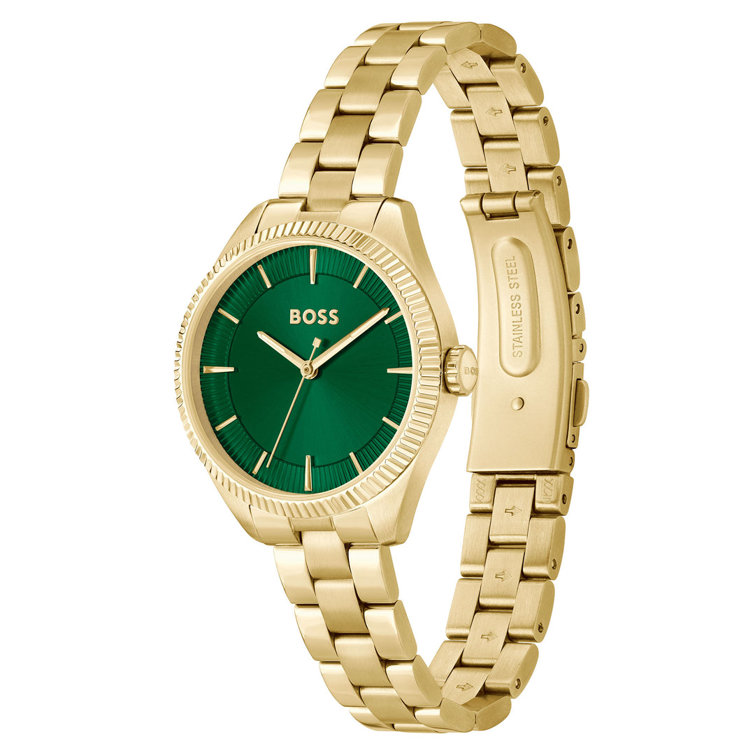 Hugo Boss Gold Steel Green Dial Women's Watch - 1502729