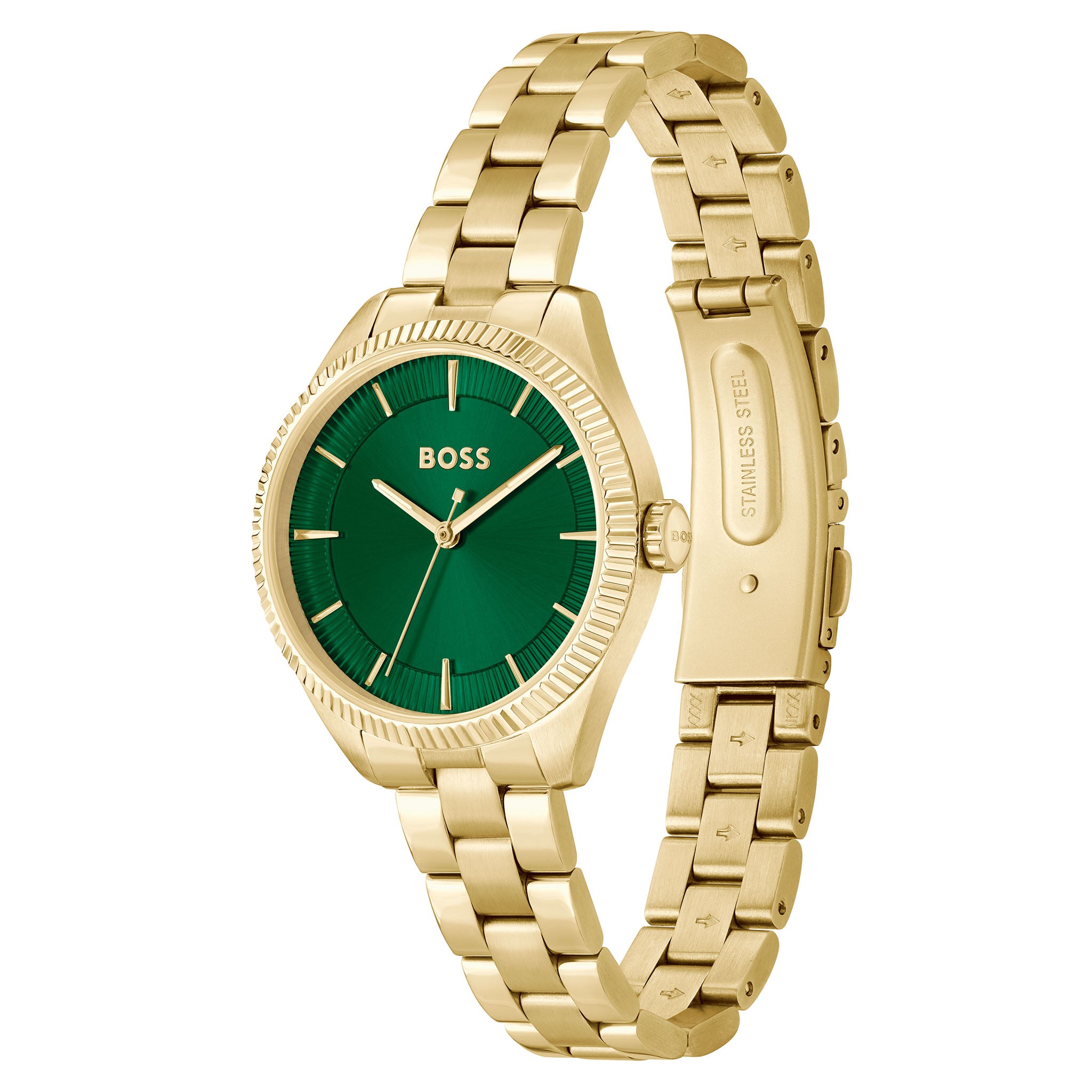 Hugo Boss Gold Steel Green Dial Women's Watch - 1502729