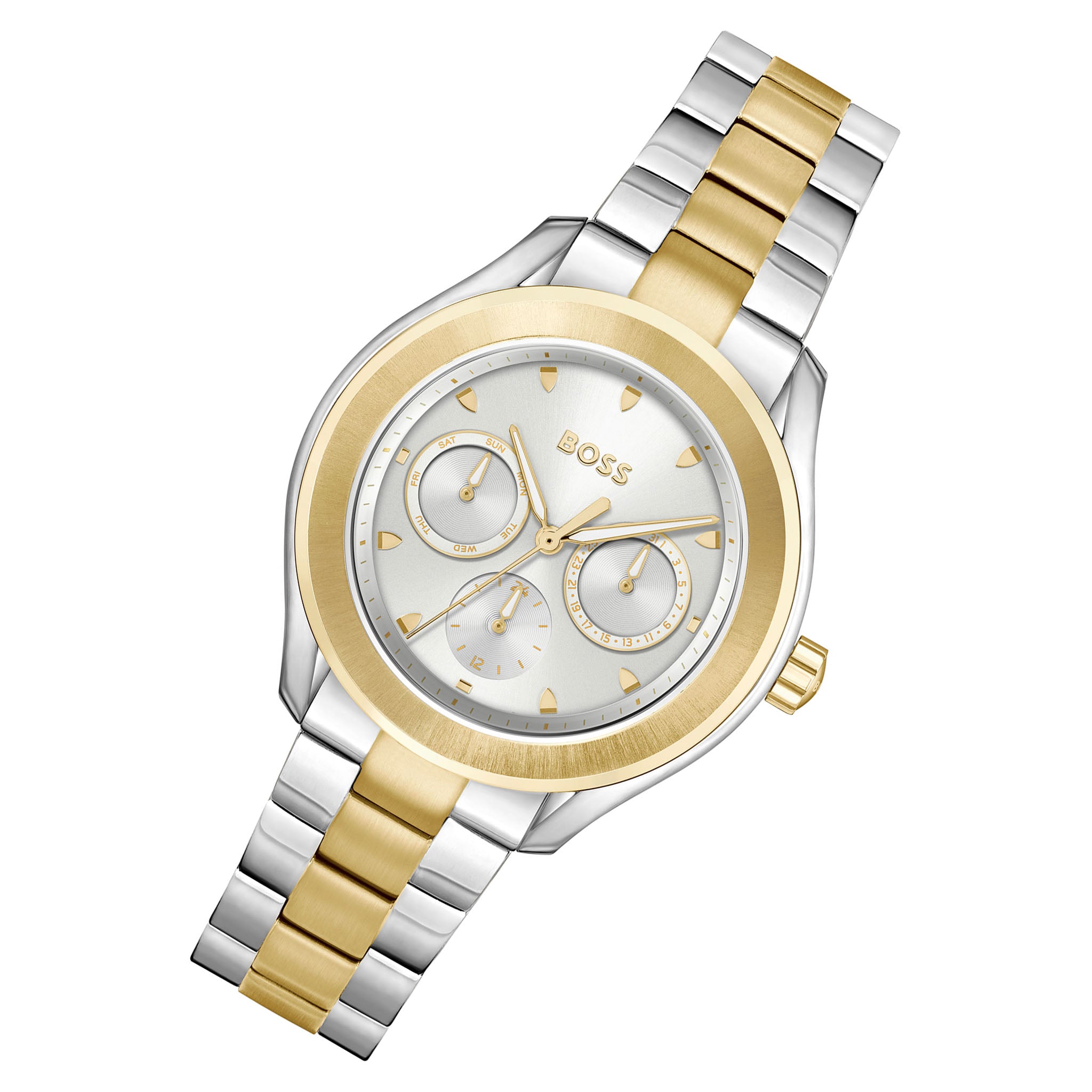 Hugo Boss Two-Tone Steel Silver White Dial Multi-function Women's Watch - 1502746