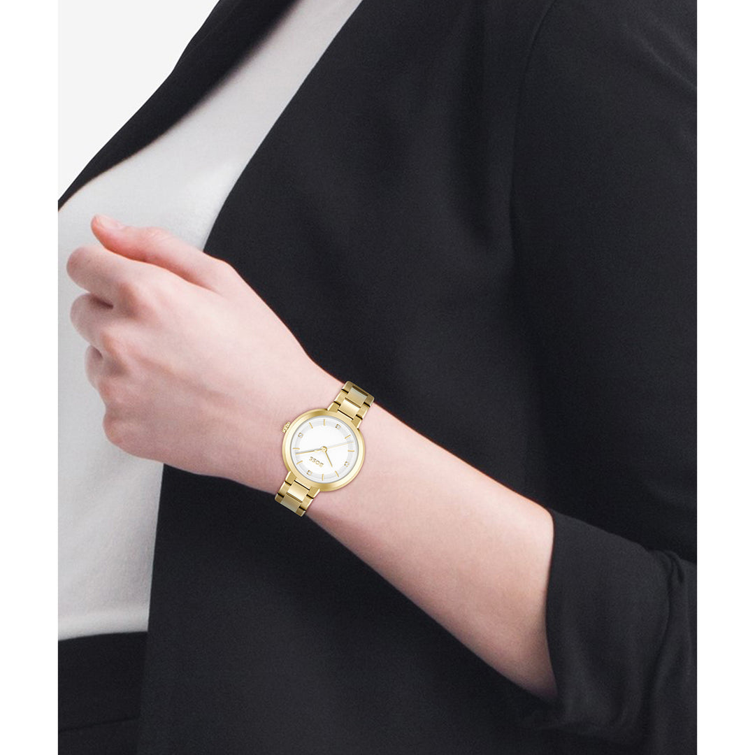 Hugo Boss Gold Steel White Dial Women's Watch - 1502758